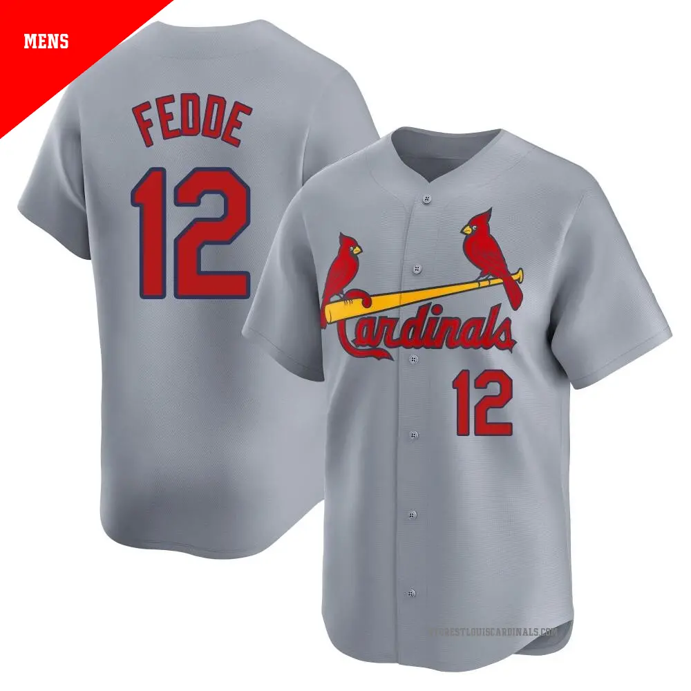 Men's ＃12 Erick Fedde St. Louis Cardinals Gray Limited Away Jersey