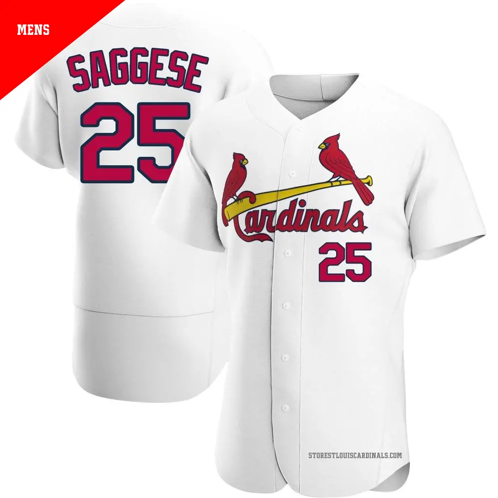 Men's ＃25 Thomas Saggese St. Louis Cardinals White Authentic Home Jersey