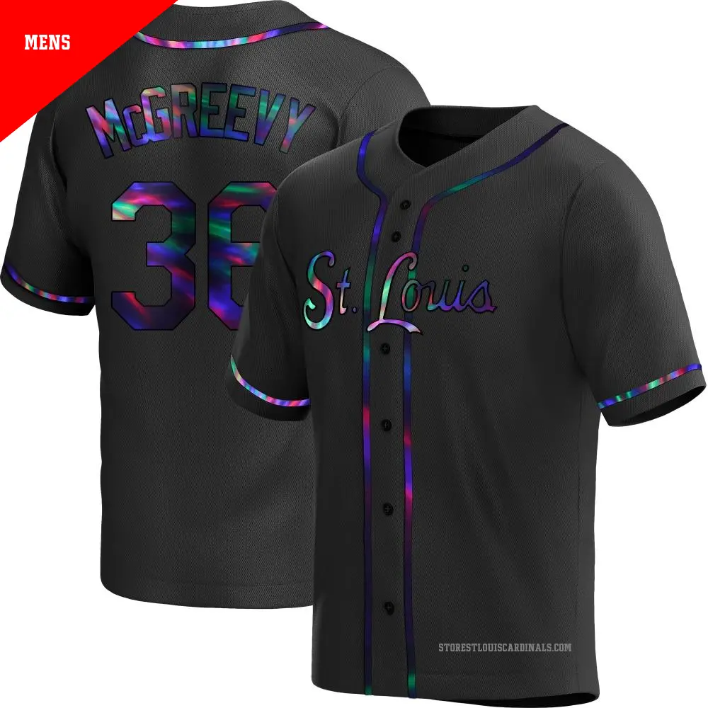 Men's ＃36 Michael McGreevy St. Louis Cardinals Black Replica Holographic Alternate Jersey