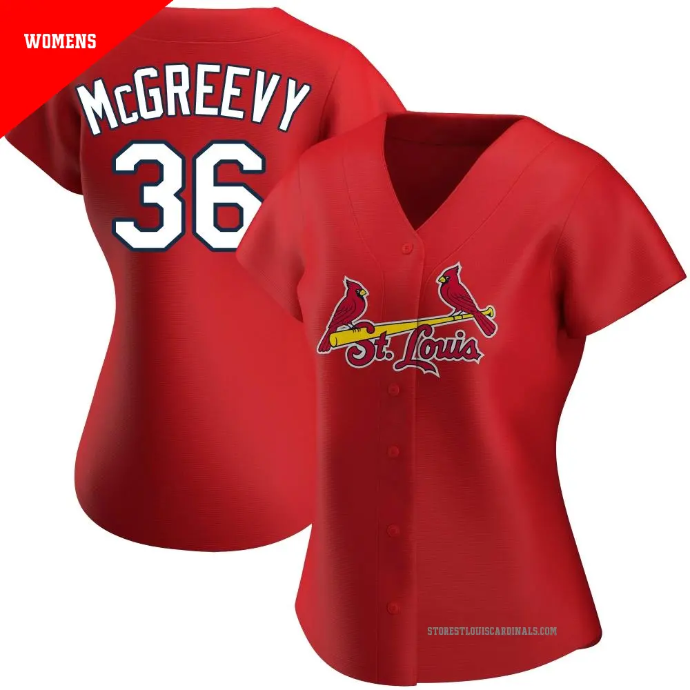 Women's ＃36 Michael McGreevy St. Louis Cardinals Red Authentic Alternate Jersey