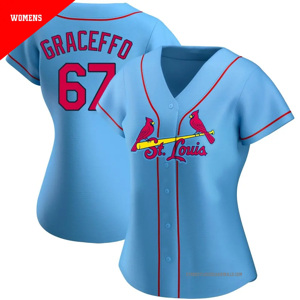 Women's ＃67 Gordon Graceffo St. Louis Cardinals Light Blue Replica Alternate Jersey