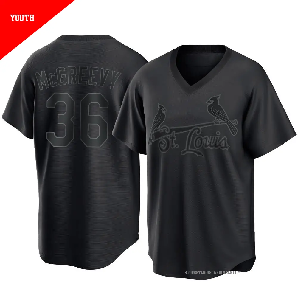 Youth ＃36 Michael McGreevy St. Louis Cardinals Black Replica Pitch Fashion Jersey